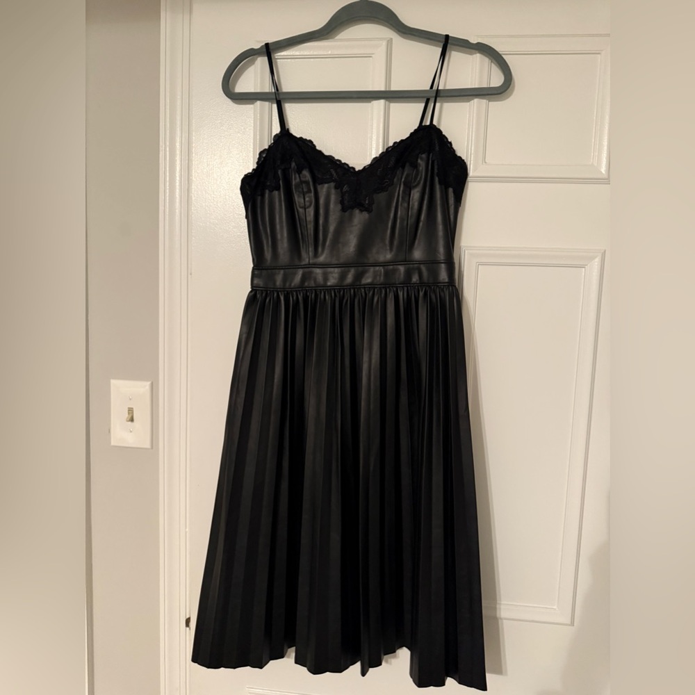 Express faux leather knee-length dress